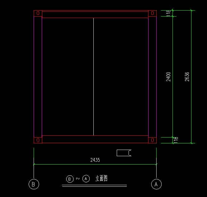 箱房2.4米侧面CAD设计图