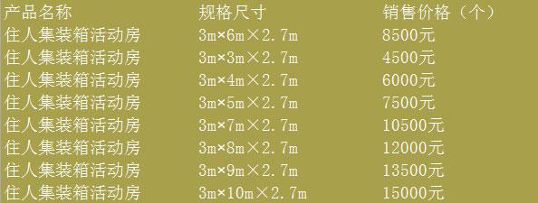 3m宽度住人集装箱活动房规格尺寸价格表图