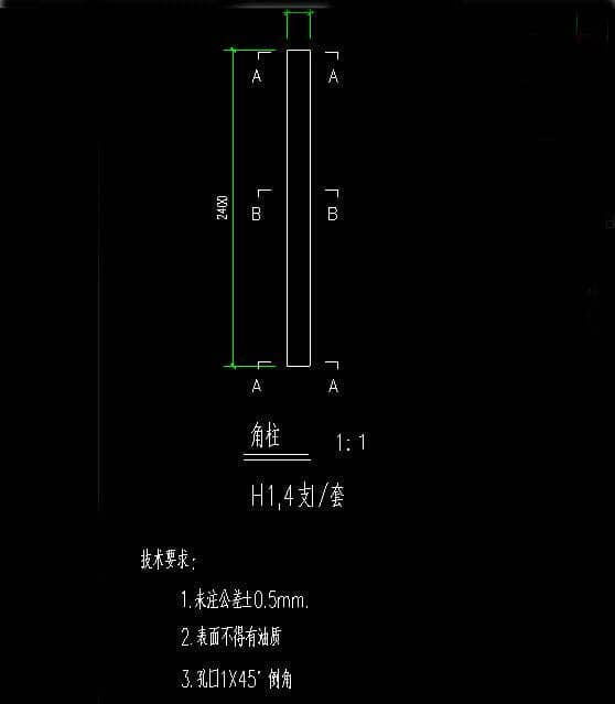 箱房角柱立面高度设计图